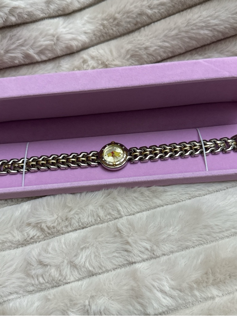 Disney Gold-Tone Double Link Bracelet Watch with Character Dial